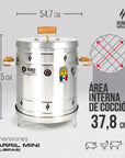 HUMO BARRIL MINI
12 LIBRAS
Alto 64,5cm
Ancho 54,7cm
Área de cocción interna 37,8cm