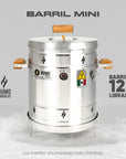 HUMO BARRIL MINI
12 Libras
Termómetro
Destapador
Tapa con mago de madera 