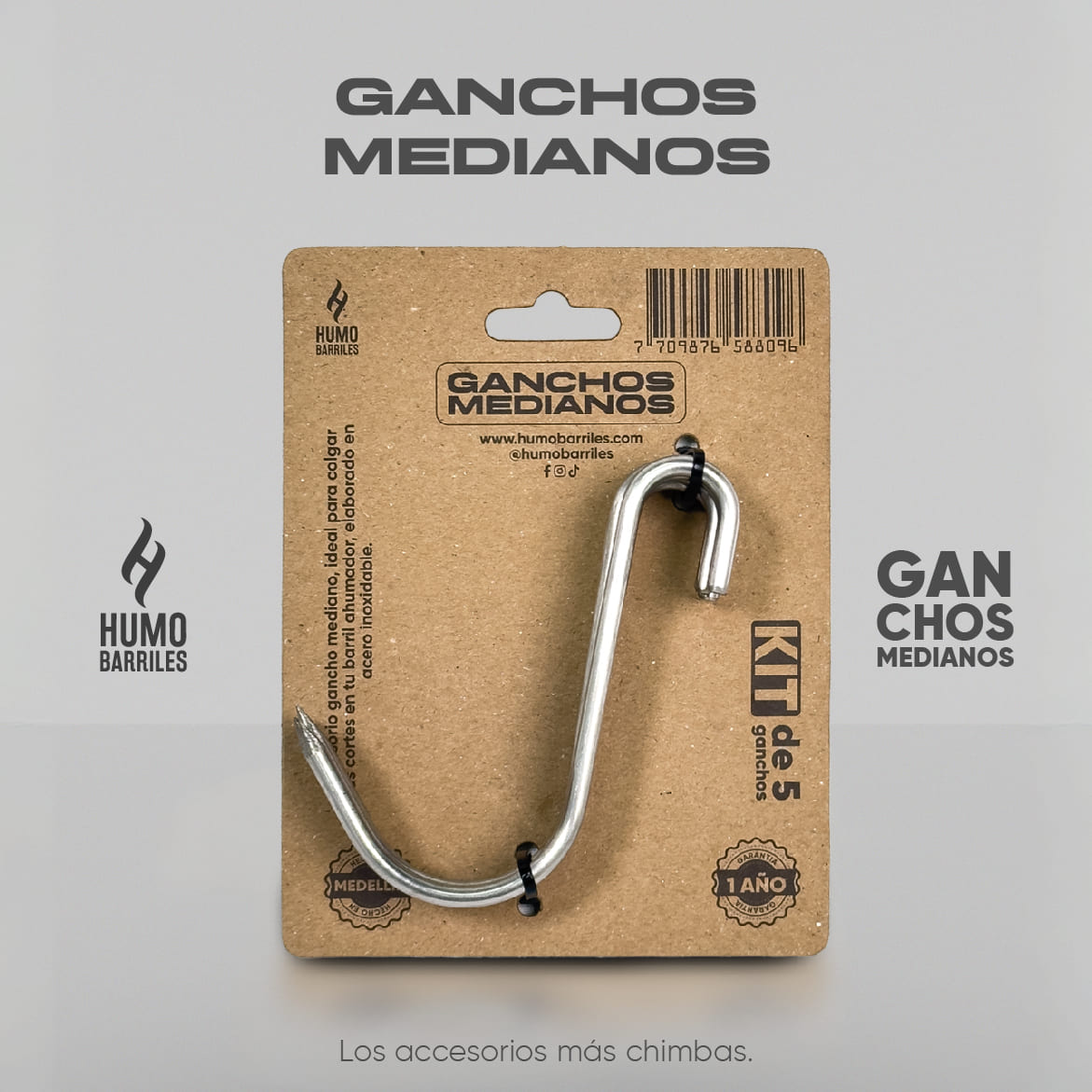 Ganchos medianos x5 unidades Garantia 1 año